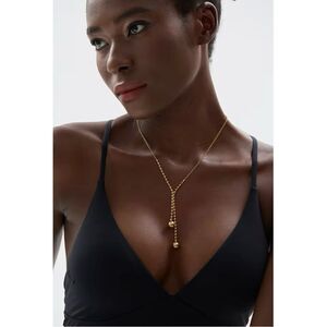 18k gold over stainless steel tarnish free spheres chain drop necklace